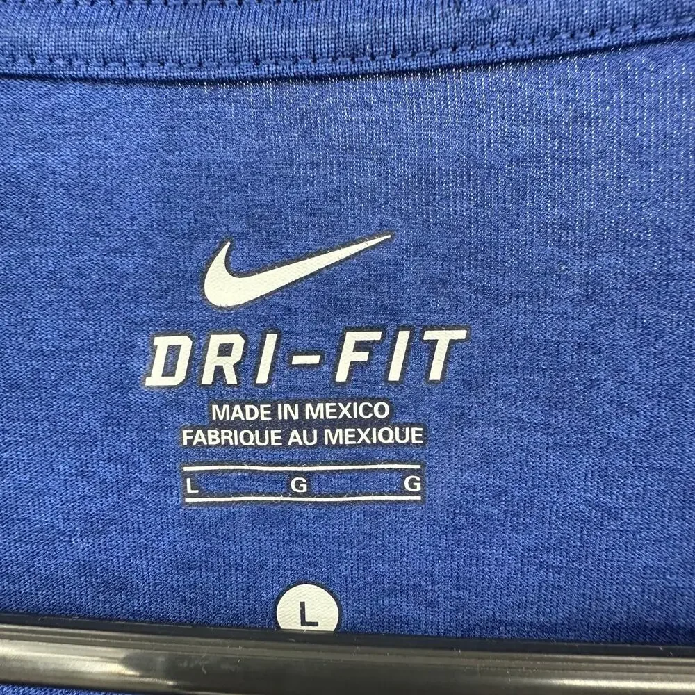Nike Dri-Fit Size Large Long Sleeve Crew Neck Top Blue 100% Polyester Sport‎